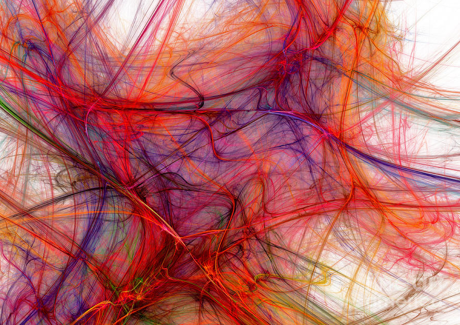 Abstract Digital Art - Red threads by Martin Capek