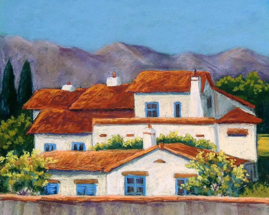 Red Tile Roofs Pastel by Candy Mayer