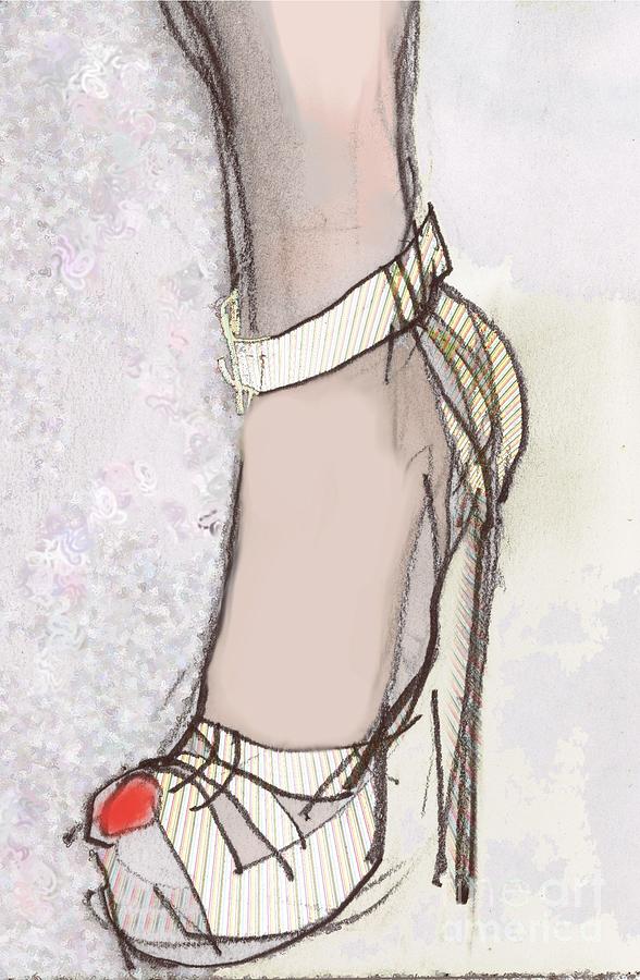 Shoes Mixed Media - Red Toe Shoe by Carolyn Weltman