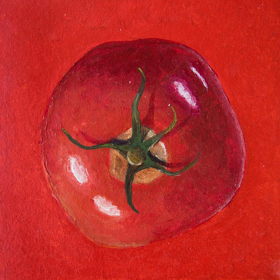 Still Life Painting - Red Tomato  by Presilla Hadzhieva