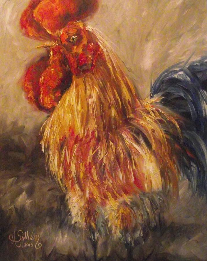Chicken Painting - Red Top by Angela Sullivan