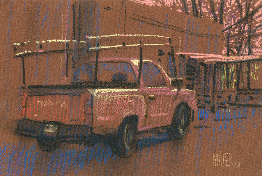 Red Toyota w/Rack Drawing by Donald Maier