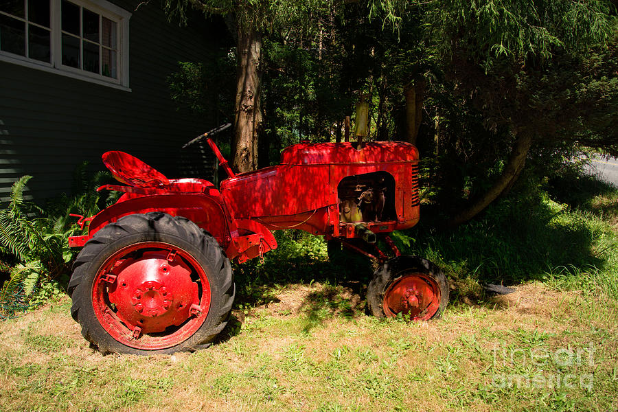 Red Tractor Digital Art by Carol Ailles