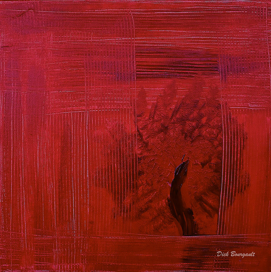 Red Tree Abstract Painting by Dick Bourgault