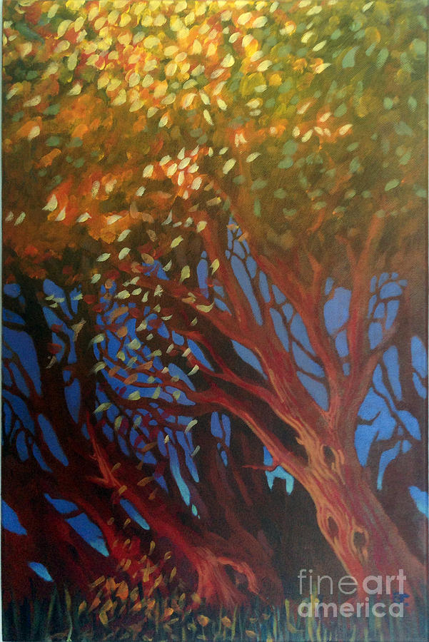 Red Tree Painting by Armand Roy
