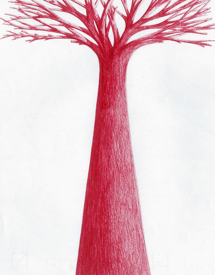 Red tree Drawing by Giuseppe Epifani