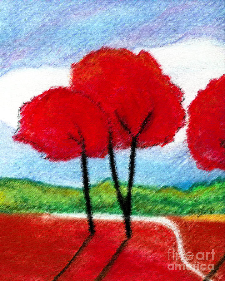Red Trees Mixed Media by Ruth Dailey