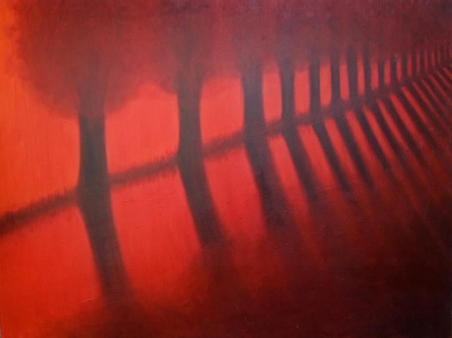Red Trees Painting by Stephen Degan