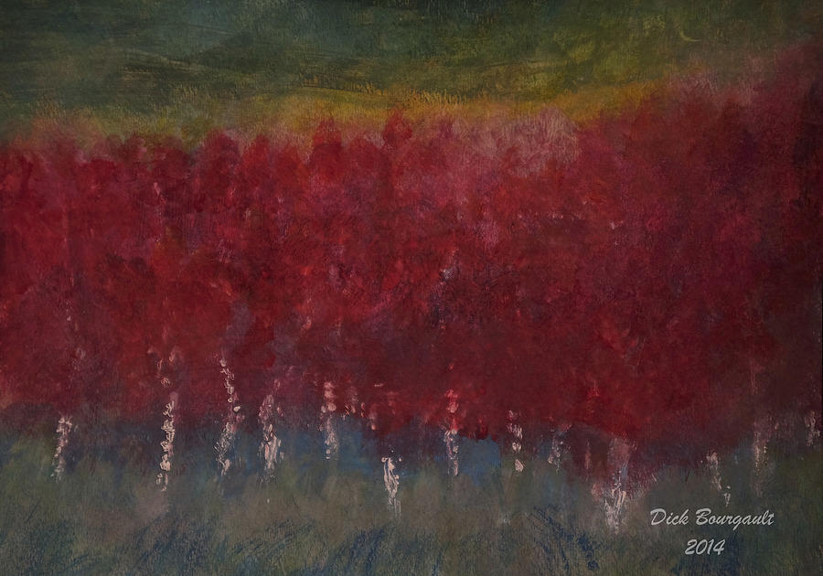 Red Trees Watercolor Painting by Dick Bourgault