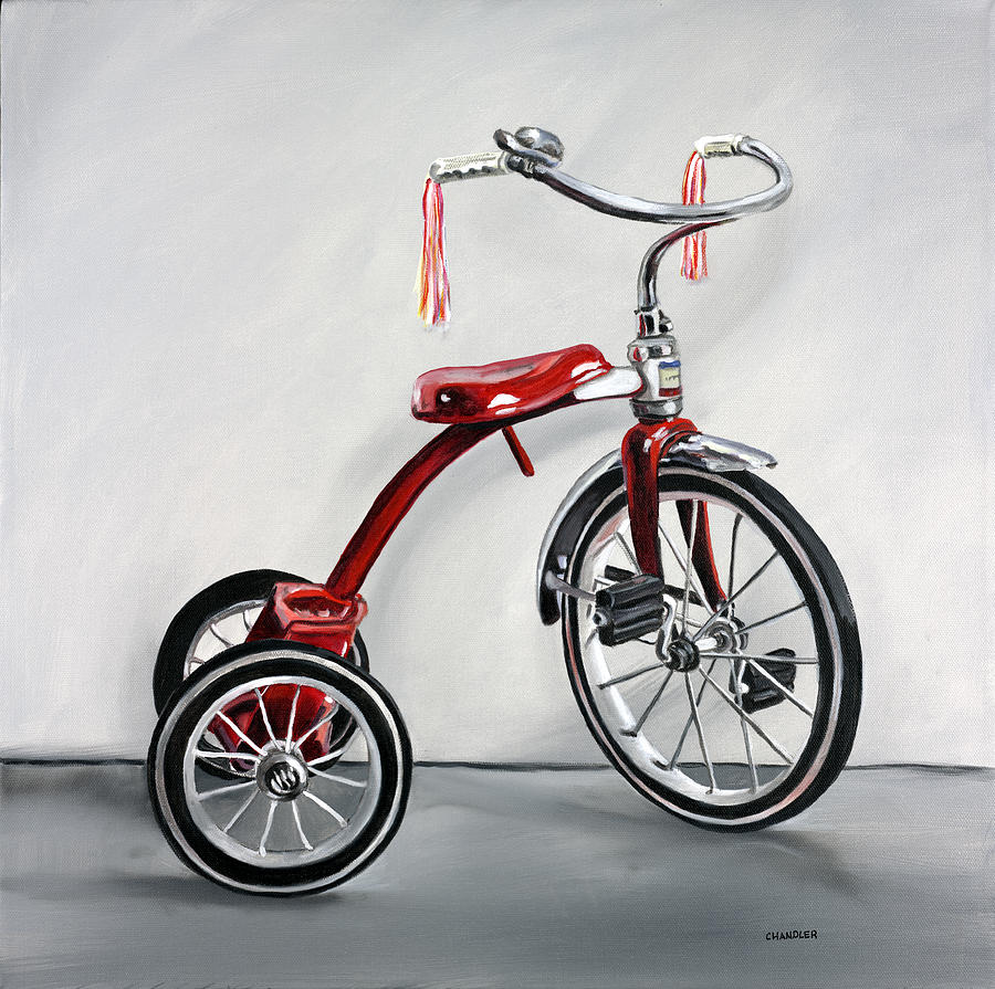 Vintage Painting - Red Tricycle 1 by Gail Chandler