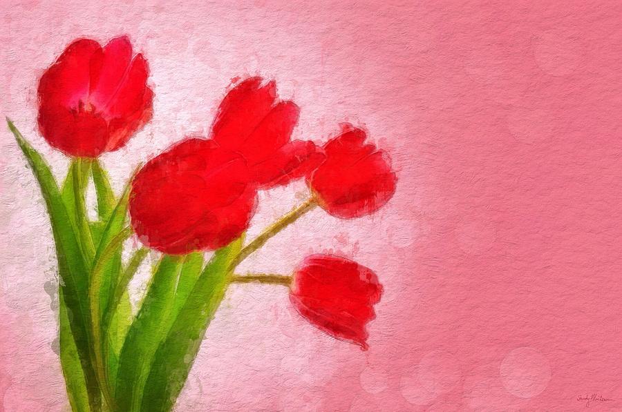 Red Tulips #2 Painting by Sandy MacGowan