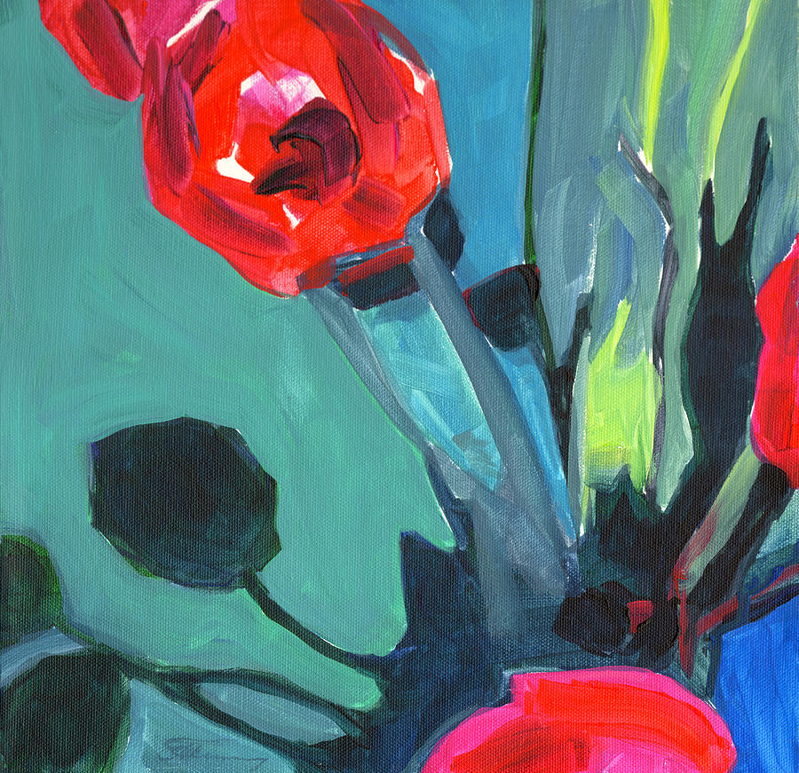 Red Tulips Abstract Painting by Tanya Filichkin