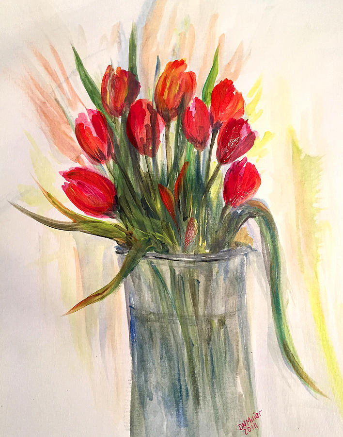 Red Tulips Painting by Dorothy Maier