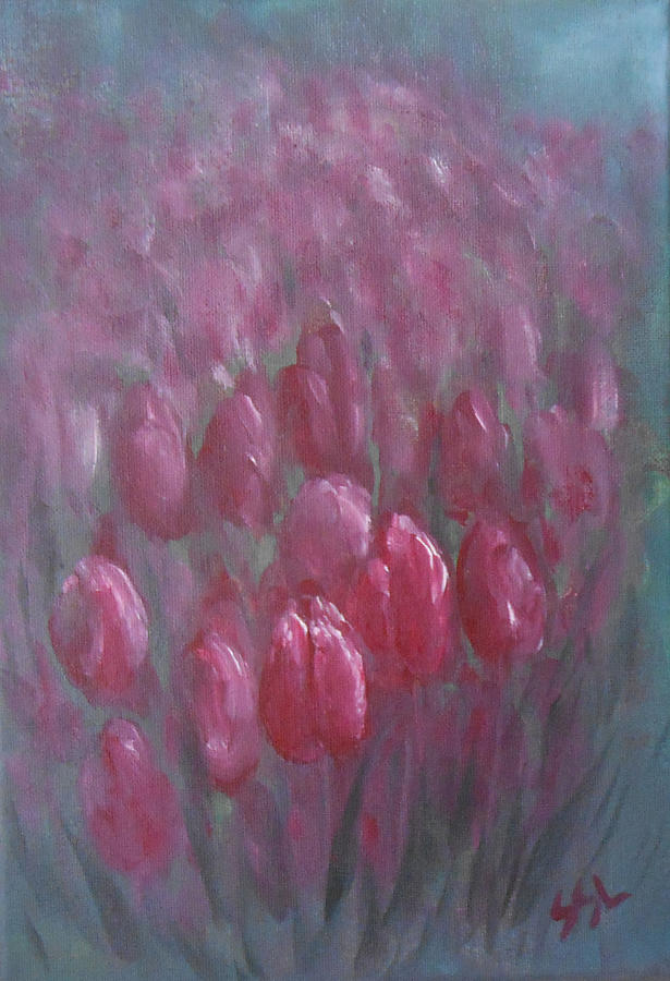 Red Tulips Painting by Jane See