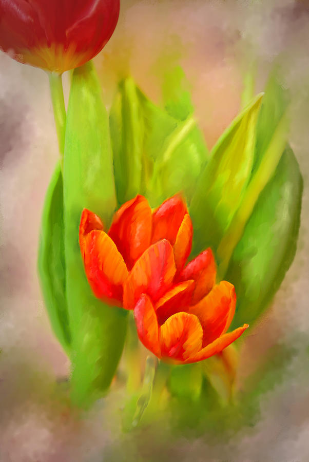 Red Tulips Painting by Mary Timman