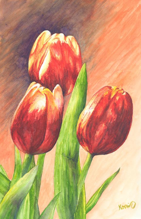 Red Tulips Painting by Oty Kocsis | Fine Art America