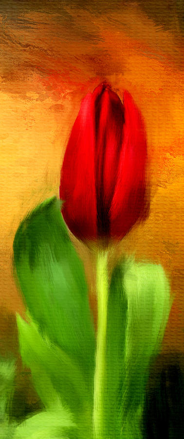 Red Tulips Triptych Section 1 Digital Art by Lourry Legarde
