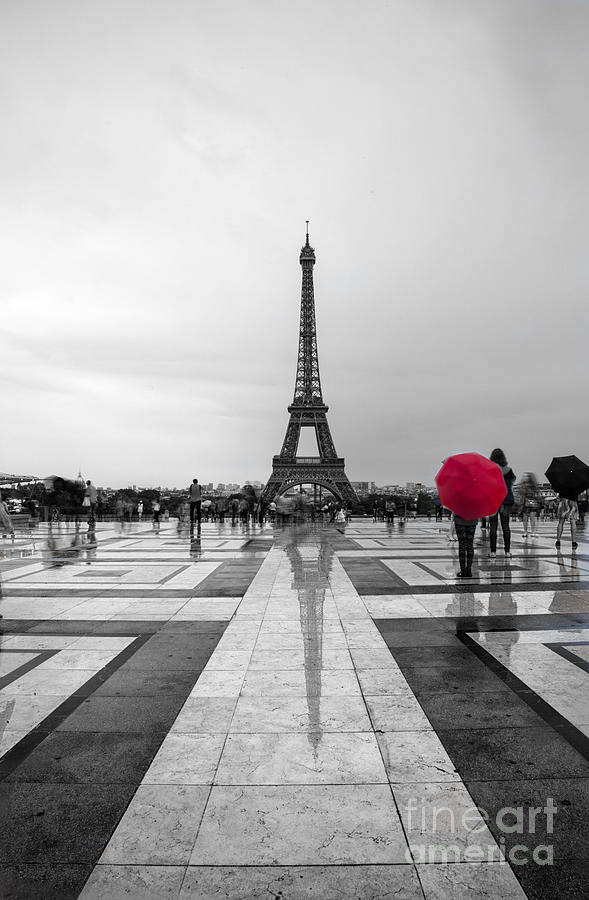 Black And White Photograph - Red Umbrella by Timothy Johnson