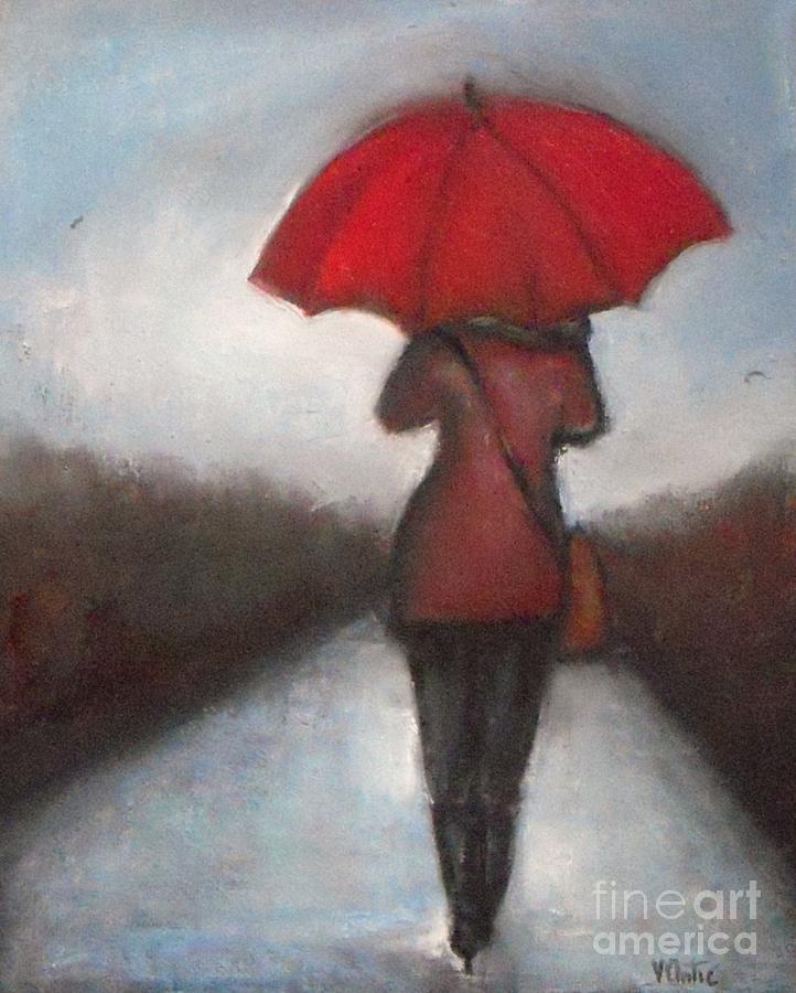Red Umbrella  Painting by Vesna Antic