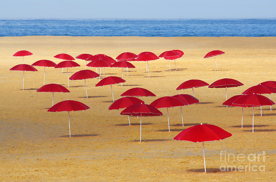 Abstract Photograph - Red Umbrellas by Carlos Caetano