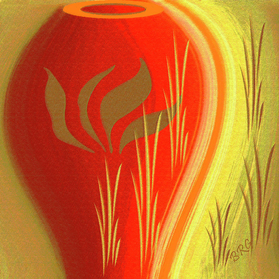Red Vase Digital Art by Ben and Raisa Gertsberg