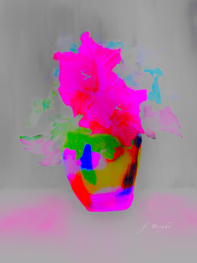 Red Pot of Flowers Digital Art by Frank Bright