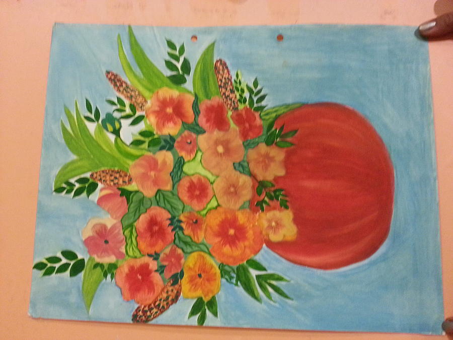 Red Vase Painting by Ramroop Yadav