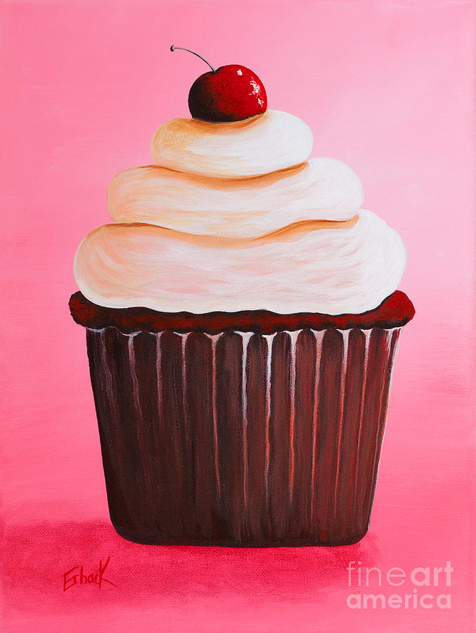 Red Velvet Cupcake by Shawna Erback Painting by Moonlight Art Parlour