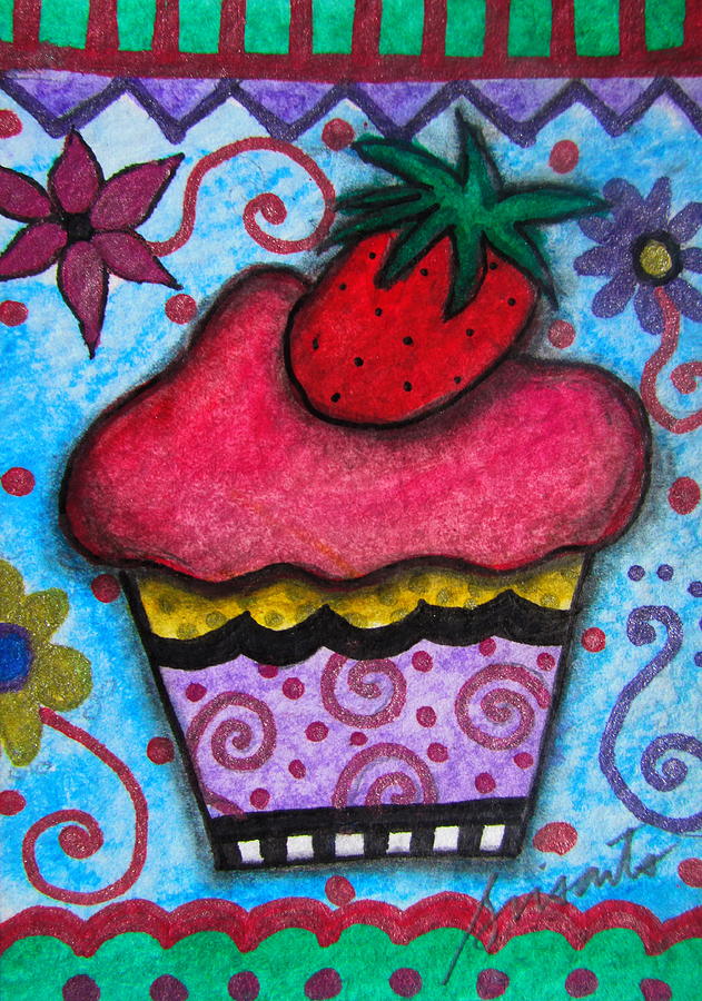 Red Velvet Cupcake Painting by Pristine Cartera Turkus