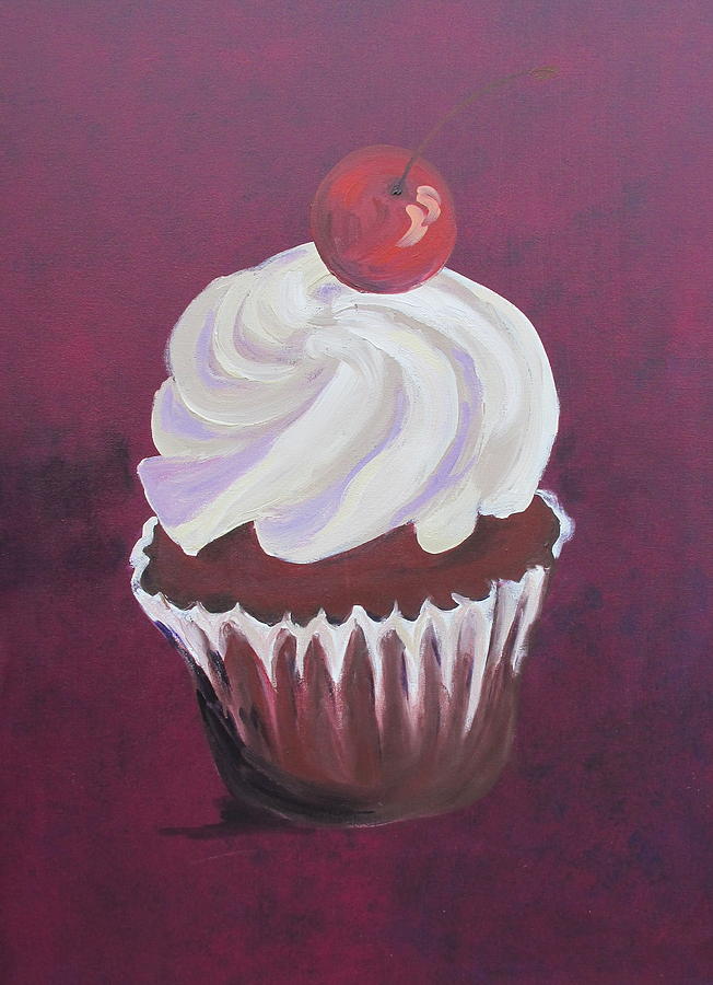 Red Velvet Cupcake Painting by Susan Richardson