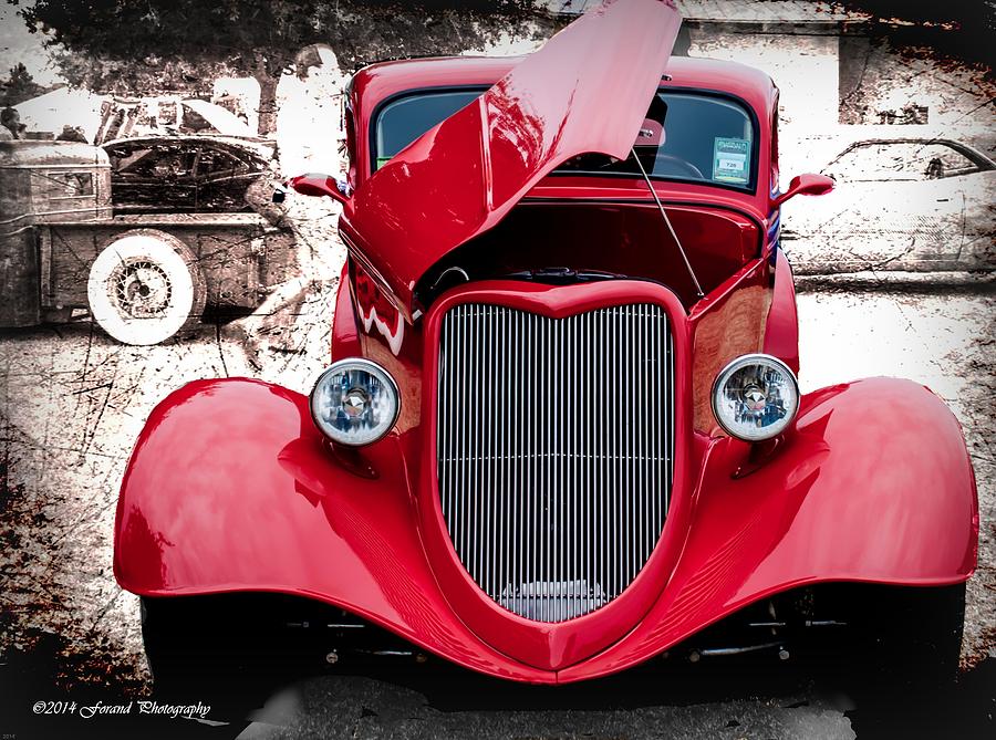 Red Vintage Car  Photograph by Debra Forand