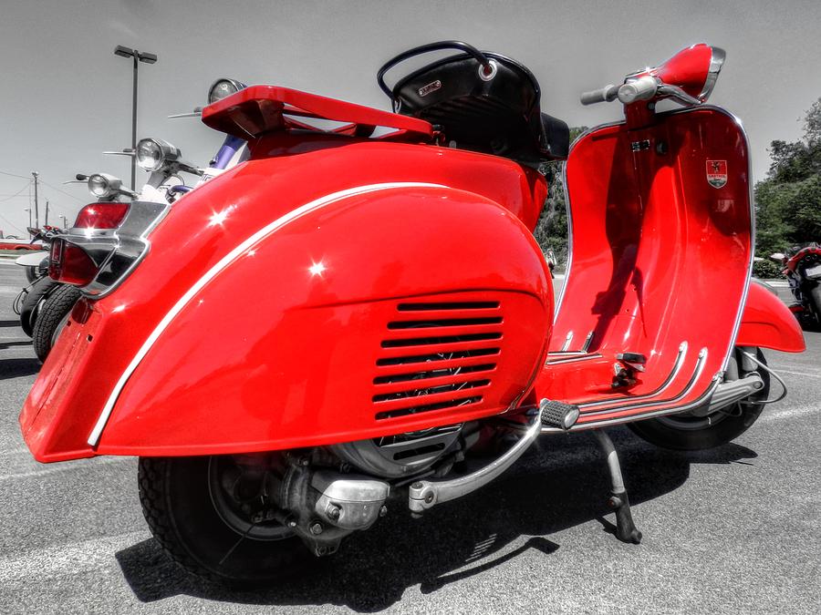 Red Vintage Vespa 001 Photograph by Lance Vaughn