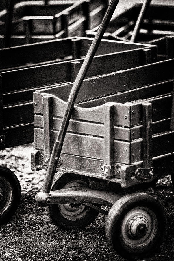 Black And White Photograph - Red Wagon BW by Patrick Lynch
