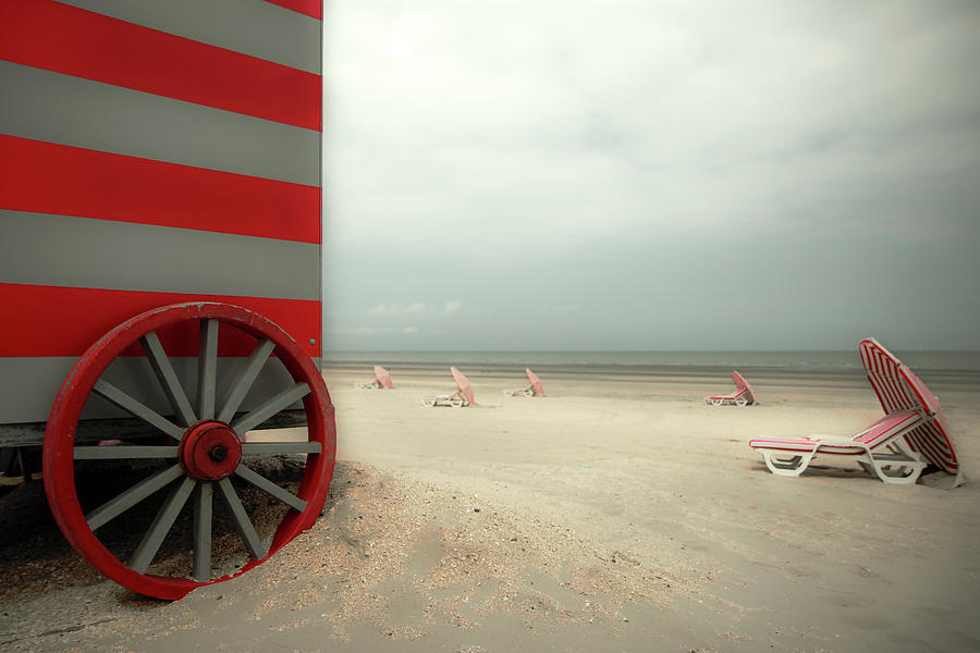 Beach Photograph - Red Wagon by Gilbert Claes