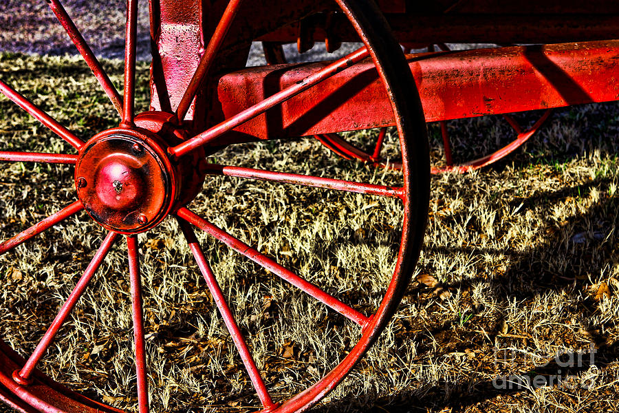 Red Wagon Wheel Photograph by Lawrence Burry