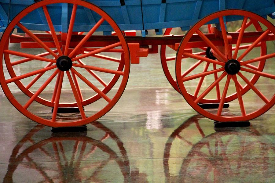 Red Wagon Wheel Reflection Photograph By Dan Sproul