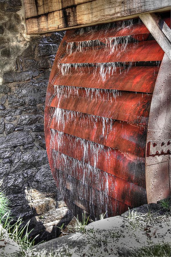 Vintage Photograph - Red Water Mill by Lucia Vicari