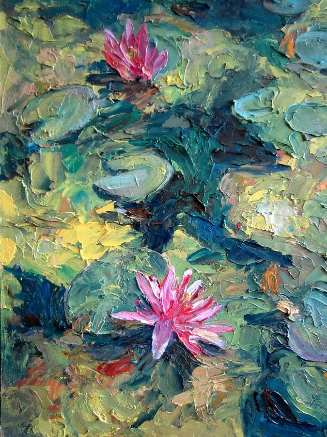 Red Waterlily  Painting by Jieming Wang