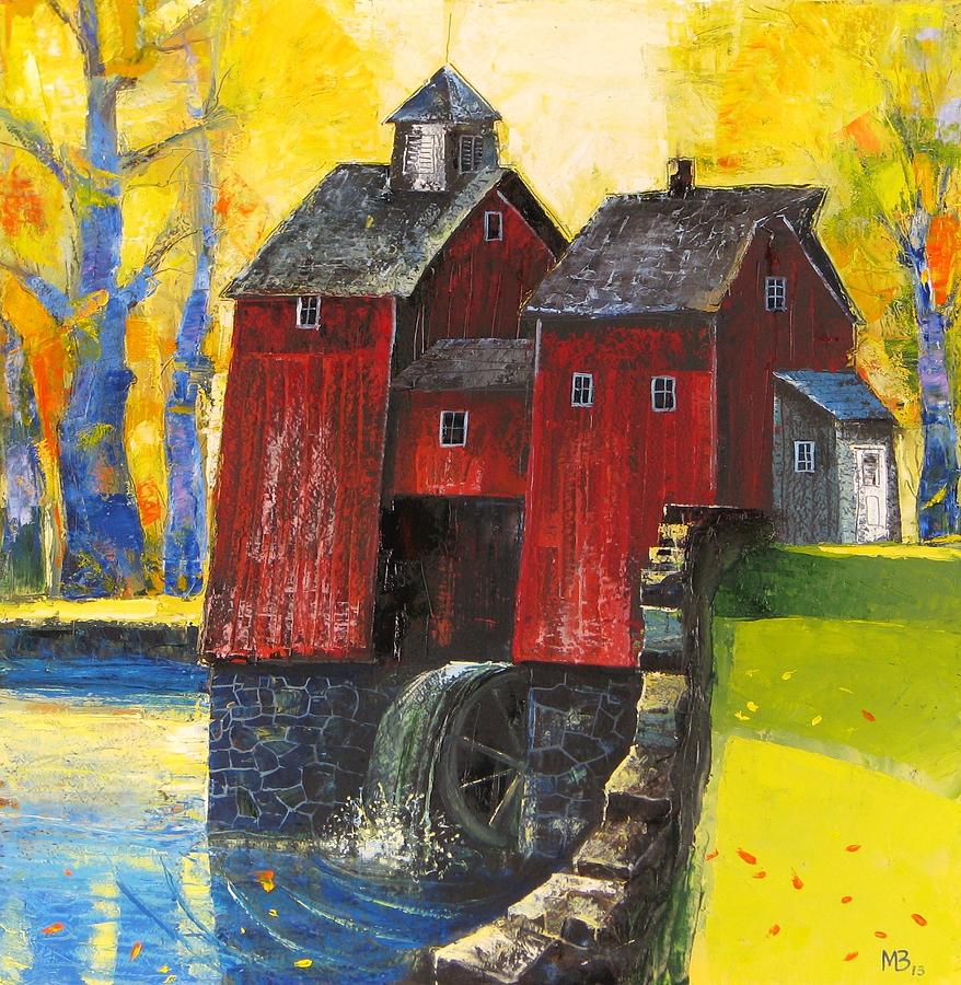 Red Watermill Painting by Mikhail Zarovny