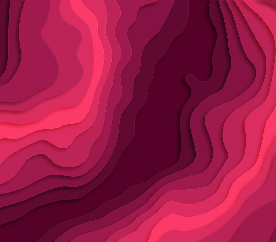 Red Wave Gradient Paper Cut Pattern Background Drawing by Naqiewei