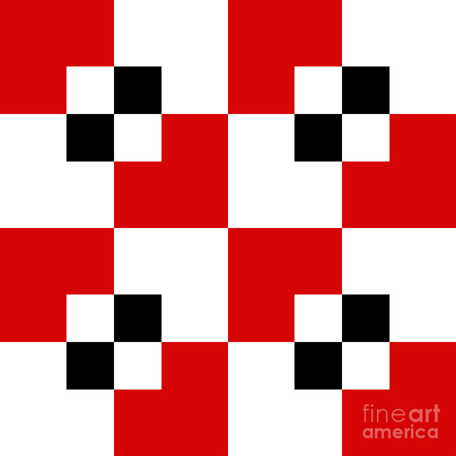 Red White And Black 19 Square Digital Art by Andee Design