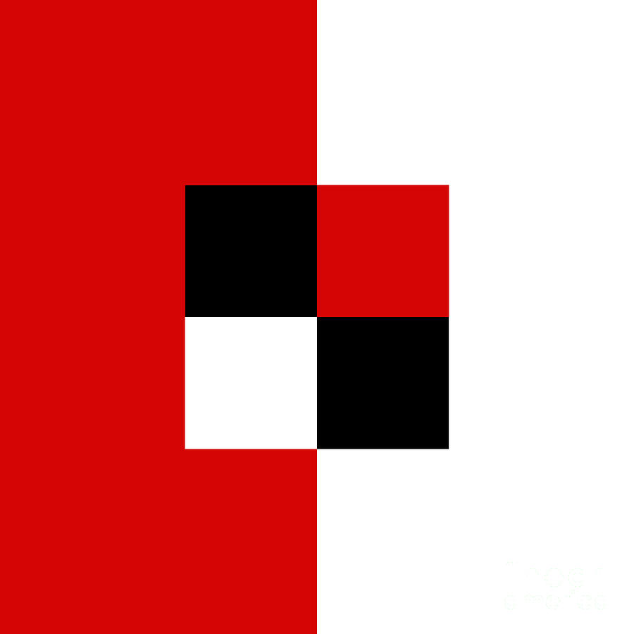 Red White And Black 2 Square Digital Art by Andee Design