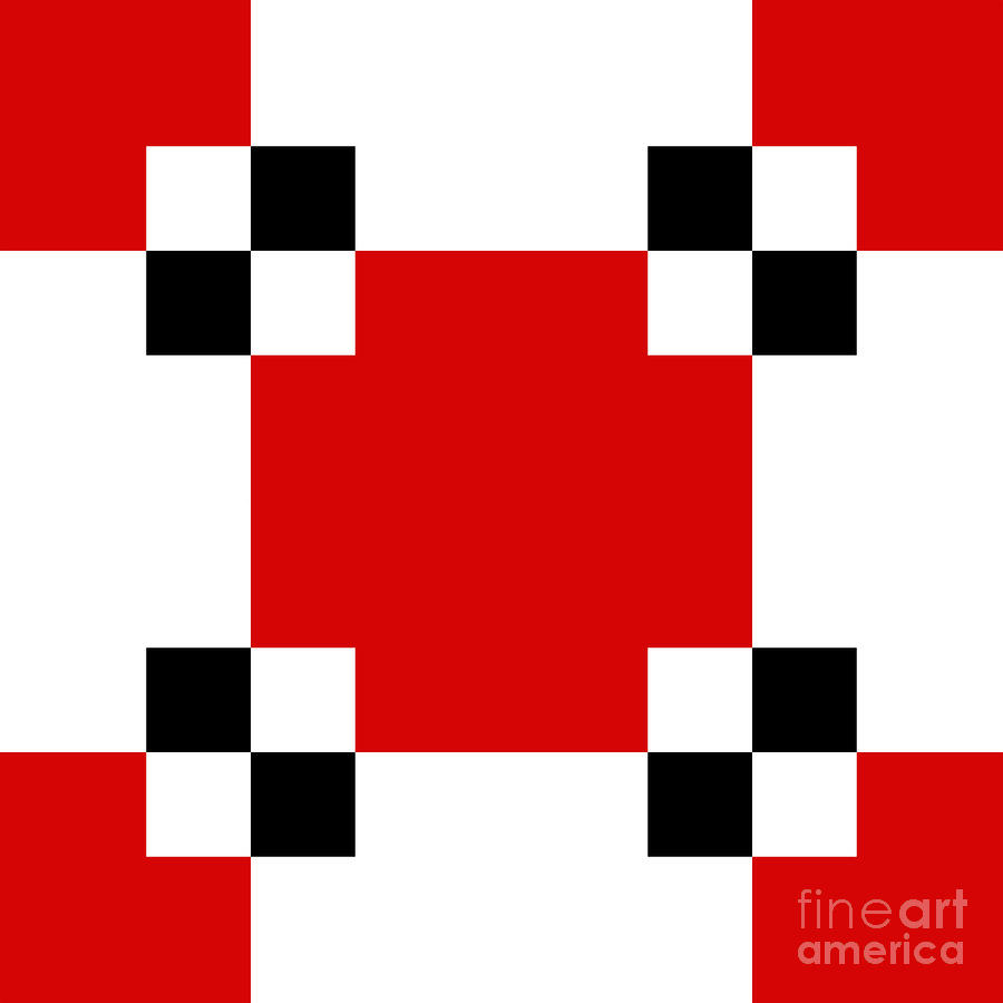 Red White And Black 20 Square  Digital Art by Andee Design
