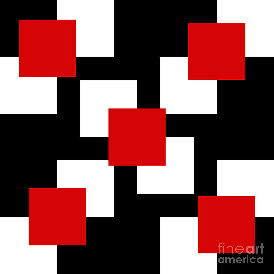 Red White And Black 22 Square Digital Art by Andee Design