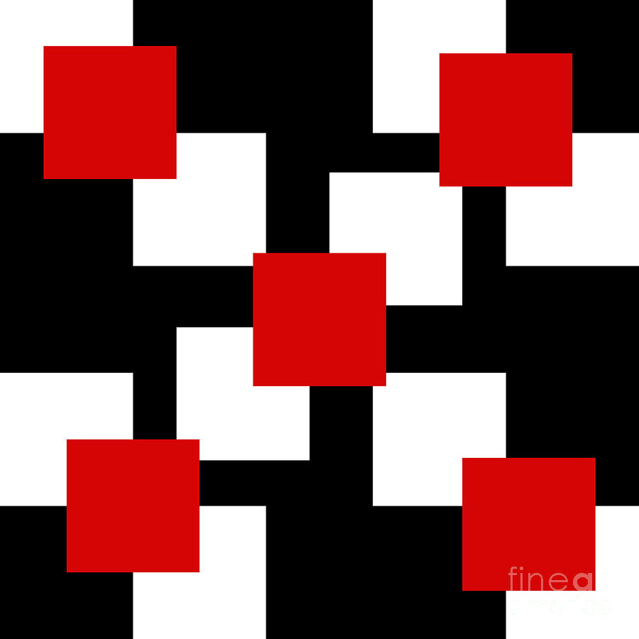 Red White And Black 23 Square Digital Art by Andee Design