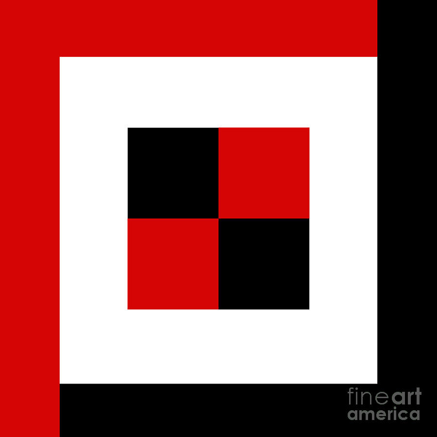 Red White And Black 3 Square  Digital Art by Andee Design