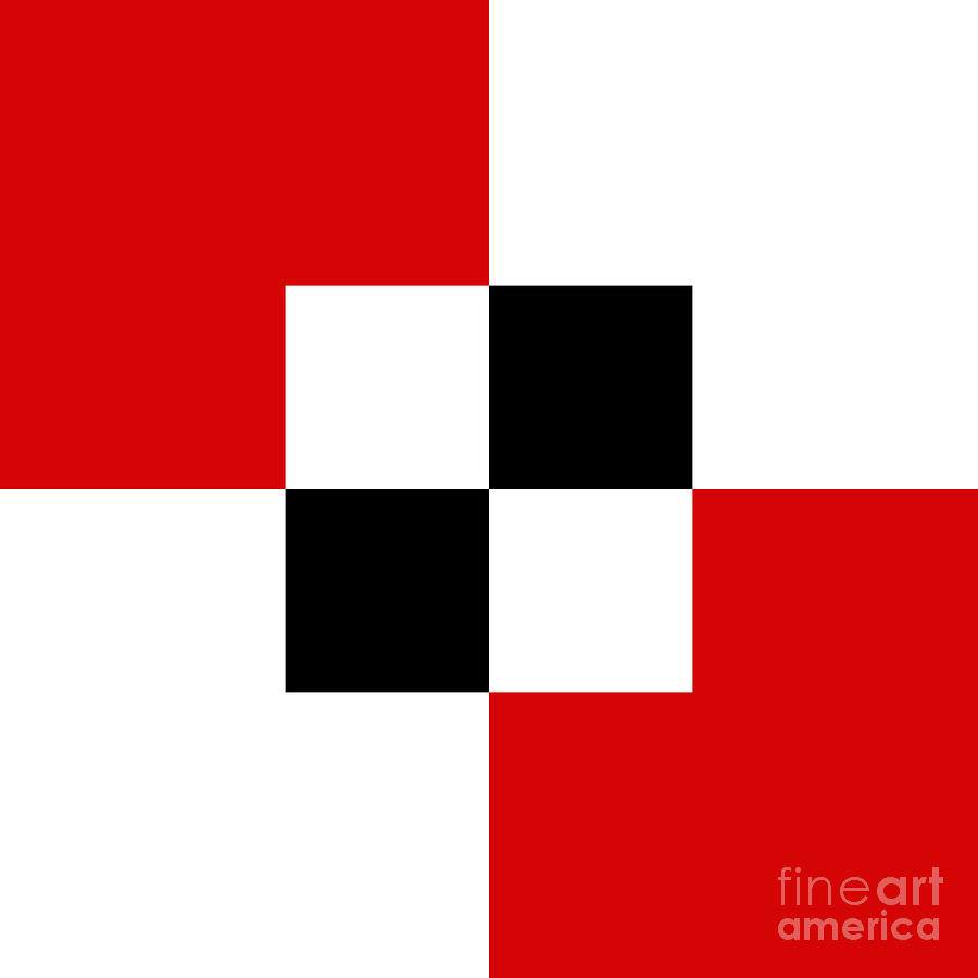 Red White And Black 4 Square  Digital Art by Andee Design