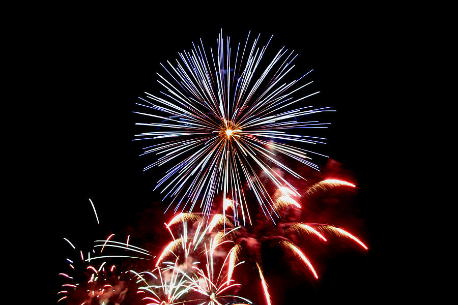 Red White and Blue Fireworks Photograph by Gene Walls