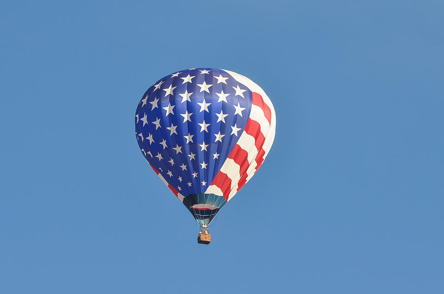 Summer Photograph - Red White and Blue Hot Air Balloon by Brandon Bourdages
