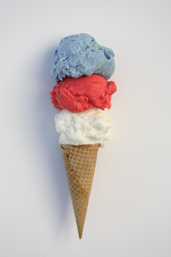 Red, white and blue ice cream in cone Photograph by John Block